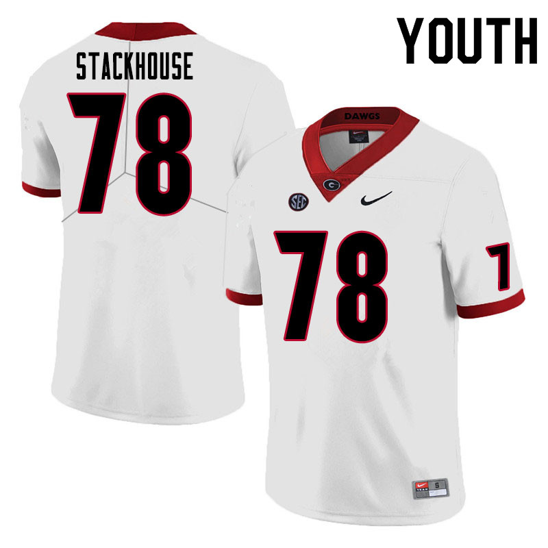 Georgia Bulldogs Youth Nazir Stackhouse #78 White Stitched College UGA Football Jersey 23HW012GS